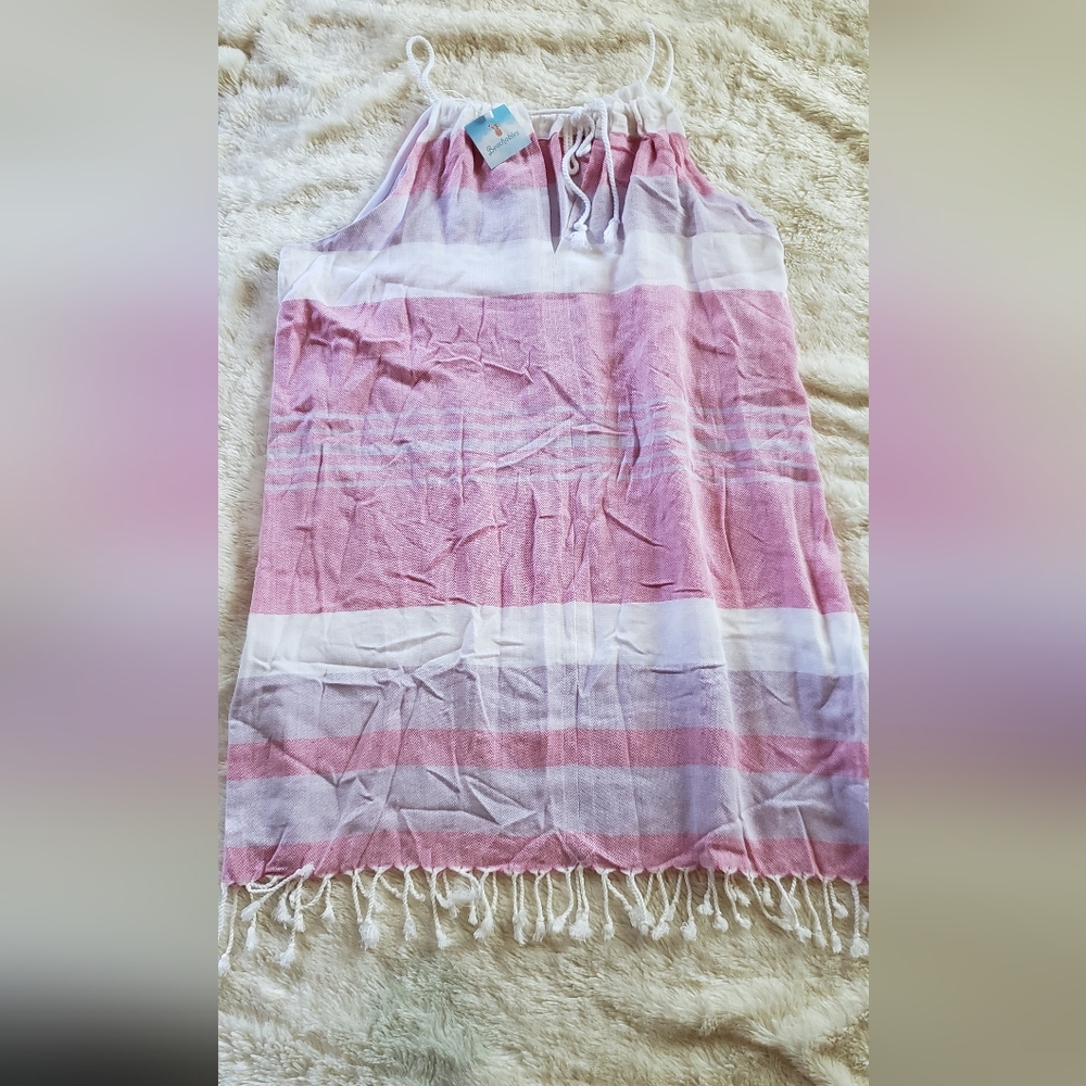 Pink and White Women's Swim Cover-Up - Picture 2 of 5